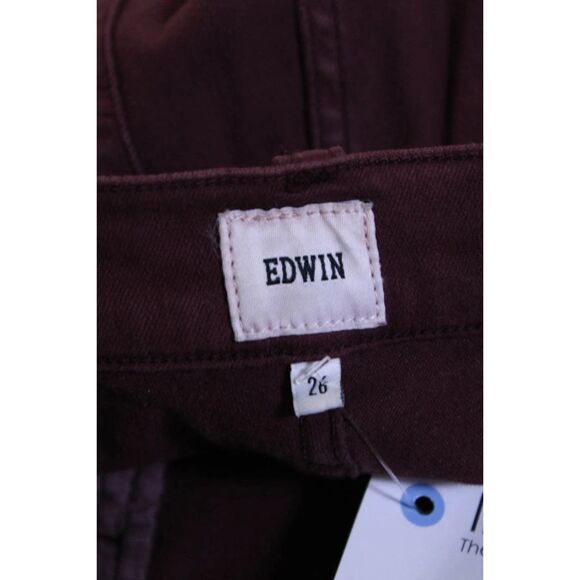 Edwin Womens Pixie 9" Mid Rise Skinny Ankle Jeans Pants Wine Red Size 26 - Picture 5 of 6